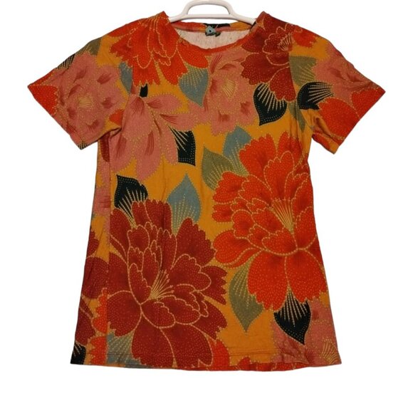 Farm Rio Floral Short Sleeve T-Shirt Size P Round Neck Casual Stretchy‎ - Picture 1 of 5